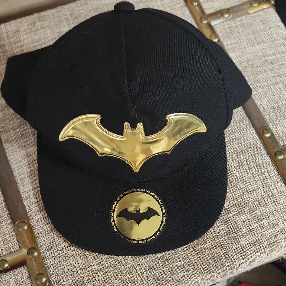 Black Cap with Gold Batman Emblem